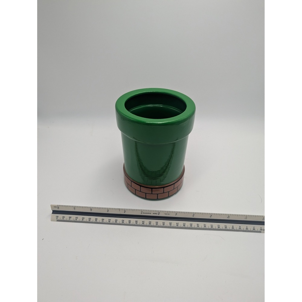 Green Warp Pipe Ceramic Pen Holder Retro Video Game Desk Organizer Cup - Picture 2 of 4
